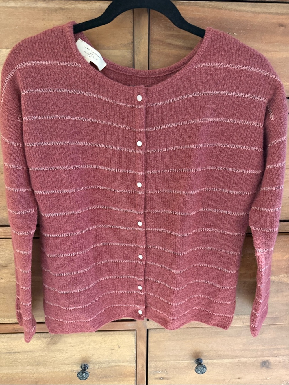 Sézane Gaspard Cardigan in Dark Rosewood/Gold - Picture 3 of 6